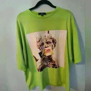 NWT Misguided c'est la vie graphic drop shoulder oversized tee shirt size 2 #74
